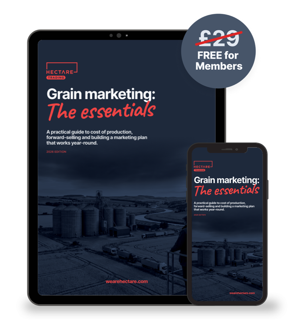 Grain marketing: The essentials on a tablet and a phone, with a badge marking it free for members instead of £29
